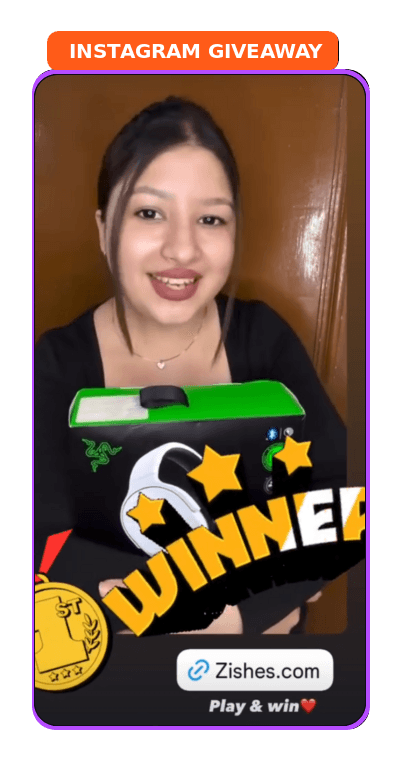 Instagram giveaway winner receiving a prize